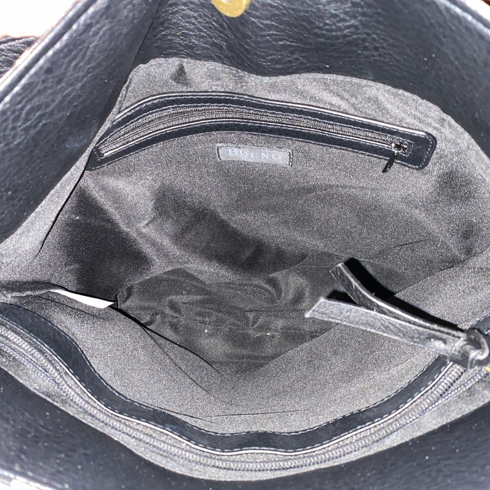 Black Leather Bag with Interior Zipper